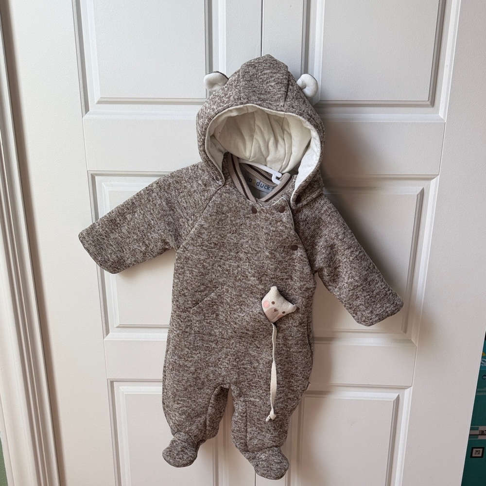 Cozy Brown Hooded Footie with Ears